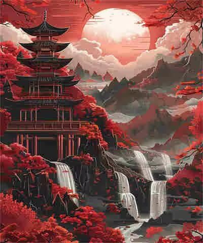 Japanisches Malen-nach-Zahlen-Set für Erwachsene, Malen nach Zahlen im Querformat, Acrylfarbe nach Zahlen für Anfänger, Ölgemälde, Basteln für Heimdekoration, 30 x 40 cm, ohne Rahmen) MK128 von Yyafeenng