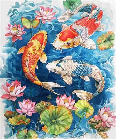 Koi Malen-nach-Zahlen-Set für Erwachsene, Malen nach Zahlen, Tintenmalerei, Acrylfarbe nach Zahlen für Anfänger, Ölgemälde, Basteln für Heimdekoration, 100 x 150 cm, ohne Rahmen) MK182 von Yyafeenng