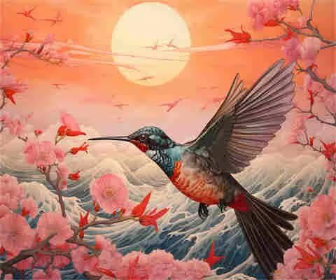 Kolibri-Malen-nach-Zahlen-Set für Erwachsene, Malen nach Zahlen Mond, Acrylfarbe nach Zahlen für Anfänger, Ölgemälde, Basteln für Heimdekoration, 50 x 40 cm, ohne Rahmen) MK177 von Yyafeenng