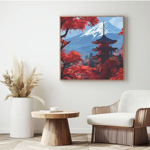 Landschafts-Malen-nach-Zahlen-Set für Erwachsene, Malen nach Zahlen aus Japan, Acryl, Malen nach Zahlen für Erwachsene/Anfänger, Ölgemälde, Basteln für Zuhause, Wanddekoration - (35 x 35 cm, mit Landschafts-Malen-nach-Zahlen-Set für Erwachsene, Malen nach Zahlen aus Japan, Acryl, Malen nach Zahlen für Erwachsene/Anfänger, Ölgemälde, Basteln für Zuhause, Wanddekoration - (35 x 35 cm, mit von Yyafeenng