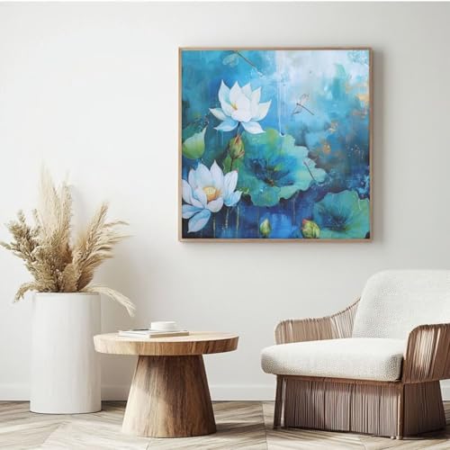 Lotus MK130 Malen nach Zahlen, Malen nach Zahlen, Blume, Acryl, Malen nach Zahlen für Erwachsene/Anfänger, Ölgemälde, Basteln für Heimdekoration, 35 x 35 cm, mit Rahmen Lotus MK130 Malen nach Zahlen, Malen nach Zahlen, Blume, Acryl, Malen nach Zahlen für Erwachsene/Anfänger, Ölgemälde, Basteln für Heimdekoration, 35 x 35 cm, mit Rahmen von Yyafeenng