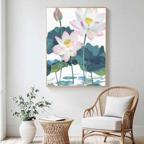 Lotus MK413 Malen nach Zahlen, Malen nach Zahlen, Blume, Acrylfarbe nach Zahlen für Erwachsene/Anfänger, Ölgemälde, Basteln für Heimdekoration, 30 x 40 cm, ohne Rahmen) von Yyafeenng