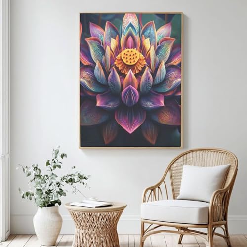 Lotus MK471 Malen nach Zahlen, Malen nach Zahlen, Blume, Acrylfarbe nach Zahlen für Erwachsene/Anfänger, Ölgemälde, Basteln für Heimdekoration, 30 x 40 cm, ohne Rahmen) von Yyafeenng