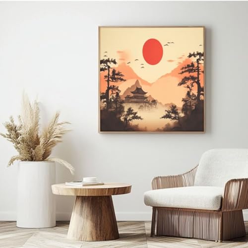 MK113 Malen nach Zahlen-Set für Erwachsene, Malen nach Zahlen, Landschaft, Acryl, Malen nach Zahlen für Anfänger, Ölgemälde, Kunsthandwerk für Zuhause, Wanddekoration – (25 x 25 cm, mit Rahmen) von Yyafeenng
