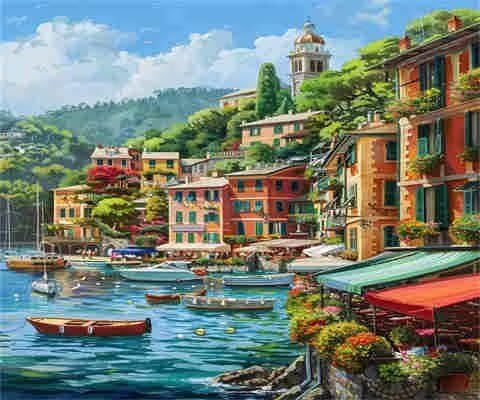 MK163 Malen-nach-Zahlen-Set für Erwachsene, Malen-nach-Zahlen-Architektur, Acrylfarbe nach Zahlen für Erwachsene, Ölgemälde, Basteln für Heimdekoration, 90 x 70 cm, ohne Rahmen) von Yyafeenng
