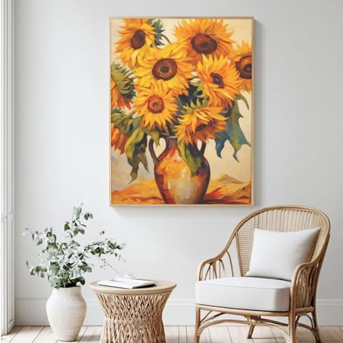 MK270 Malen-nach-Zahlen-Set für Erwachsene, Malen nach Zahlen, Motiv: Sonnenblume, Acrylfarbe nach Zahlen für Anfänger, Ölgemälde, Basteln für Heimdekoration, 30 x 40 cm, ohne Rahmen) von Yyafeenng