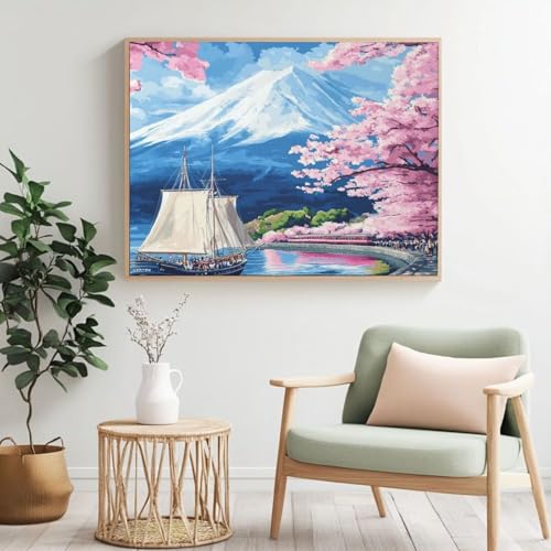 Malen nach Zahlen, Malen-nach-Zahlen-Set für Erwachsene, Motiv: Boot, Kirschblüte, Malen nach Zahlen für Anfänger, Acryl-Peinture a Numero, DIY-Ölgemälde, Kunsthandwerk Kits für Wanddekoration – (100 Malen nach Zahlen, Malen-nach-Zahlen-Set für Erwachsene, Motiv: Boot, Kirschblüte, Malen nach Zahlen für Anfänger, Acryl-Peinture a Numero, DIY-Ölgemälde, Kunsthandwerk Kits für Wanddekoration – (100 von Yyafeenng