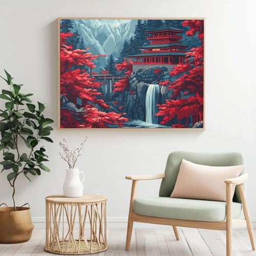 Malen nach Zahlen Erwachsene Kit Japan, Winter Malen nach Zahlen für Anfänger, Acryl Peinture a Numero mit 6 Pinseln, DIY Ölgemälde Kunst Handwerk für Wanddekoration - (120 x 90 cm, rahmenlos) MK394 von Yyafeenng