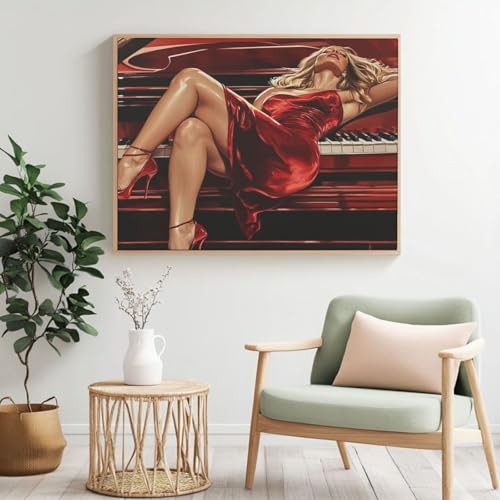 Malen nach Zahlen Erwachsene Kit Sexy Frau Malen nach Zahlen für Anfänger, Acryl Peinture a Numero mit 6 Pinseln, DIY Ölgemälde Kunst Handwerk für Wanddekoration - (40 x 30 cm, rahmenlos) MK298 von Yyafeenng