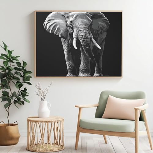Malen nach Zahlen Erwachsene Set Elefant Tier Malen nach Zahlen für Anfänger, Acryl Peinture a Numero mit 6 Pinseln, DIY Ölgemälde Handwerk für Wanddekoration - (100 x 70 cm, rahmenlos) MK392 von Yyafeenng