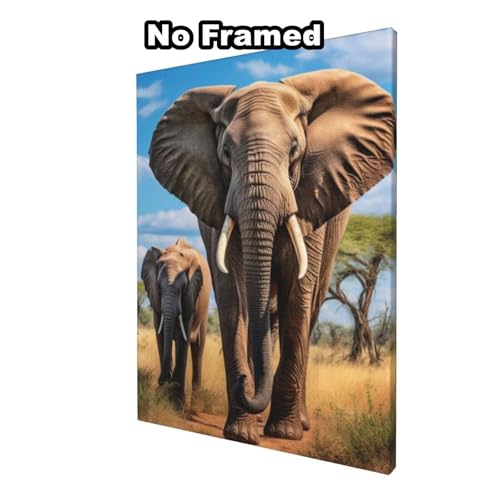 Malen nach Zahlen Erwachsene Set Elefant Tier Malen nach Zahlen für Anfänger, Acryl Peinture a Numero mit 6 Pinseln, DIY Ölgemälde Handwerk für Wanddekoration - (80 x 120 cm, rahmenlos) MK266 von Yyafeenng