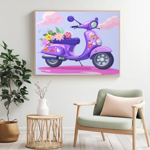Malen nach Zahlen Erwachsenen-Set, Auto, Blumen Malen nach Zahlen für Anfänger, Acryl Peinture a Numero mit 6 Pinseln, DIY-Ölgemälde Kunsthandwerk für Wanddekoration – (40 x 30 cm, rahmenlos) MK415 von Yyafeenng