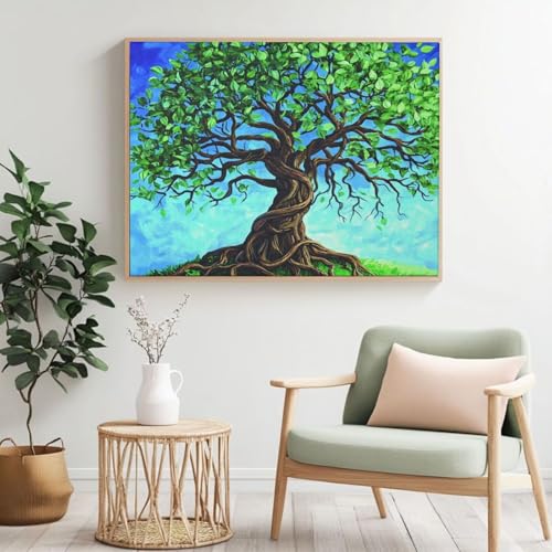 Malen nach Zahlen Erwachsenen-Set, Baum des Lebens, Malen nach Zahlen für Anfänger, Acryl Peinture a Numero mit 6 Pinseln, DIY-Ölgemälde Handwerk für Wanddekoration (120 x 90 cm, rahmenlos) MK401 von Yyafeenng