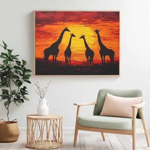 Malen nach Zahlen Erwachsenen-Set, Giraffe, Sonnenuntergang, Malen nach Zahlen für Anfänger, Acryl Peinture a Numero mit 6 Pinseln, DIY-Ölgemälde Handwerk für Wanddekoration – (100 x 80 cm, rahmenlos Malen nach Zahlen Erwachsenen-Set, Giraffe, Sonnenuntergang, Malen nach Zahlen für Anfänger, Acryl Peinture a Numero mit 6 Pinseln, DIY-Ölgemälde Handwerk für Wanddekoration – (100 x 80 cm, rahmenlos von Yyafeenng