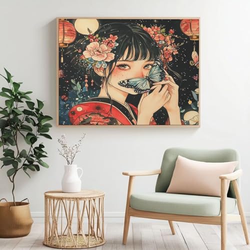 Malen nach Zahlen Erwachsenen-Set, Japan, Malen nach Zahlen für Anfänger, Acryl-Peinture a Numero mit 6 Pinseln, DIY-Ölgemälde, Kunsthandwerk für Wanddekoration – (100 x 80 cm, rahmenlos) MK342 von Yyafeenng