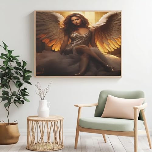 Malen nach Zahlen Erwachsenen-Set, Königin, Engel Malen nach Zahlen für Anfänger, Acryl Peinture a Numero mit 6 Pinseln, DIY-Ölgemälde Kunsthandwerk für Wanddekoration – (80 x 60 cm, rahmenlos) MK287 von Yyafeenng