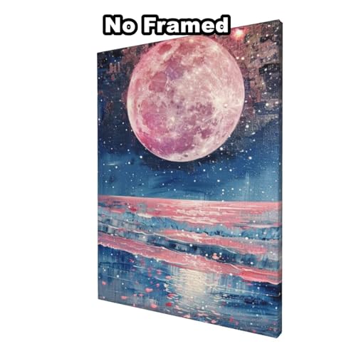Malen nach Zahlen Erwachsenen-Set, Mond, Landschaft Malen nach Zahlen für Anfänger, Acryl Peinture a Numero mit 6 Pinseln, DIY Ölgemälde Kunst Handwerk für Wanddekoration - (50 x 70 cm, rahmenlos Malen nach Zahlen Erwachsenen-Set, Mond, Landschaft Malen nach Zahlen für Anfänger, Acryl Peinture a Numero mit 6 Pinseln, DIY Ölgemälde Kunst Handwerk für Wanddekoration - (50 x 70 cm, rahmenlos von Yyafeenng