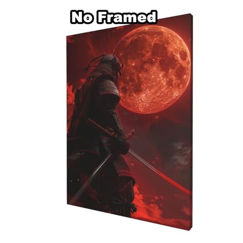 Malen nach Zahlen Erwachsenen-Set, Samurai, Mond, Malen nach Zahlen für Anfänger, Acryl-Peinture a Numero mit 6 Pinseln, DIY-Ölgemälde Kunsthandwerk für Wanddekoration – (50 x 70 cm, rahmenlos) MK81 von Yyafeenng