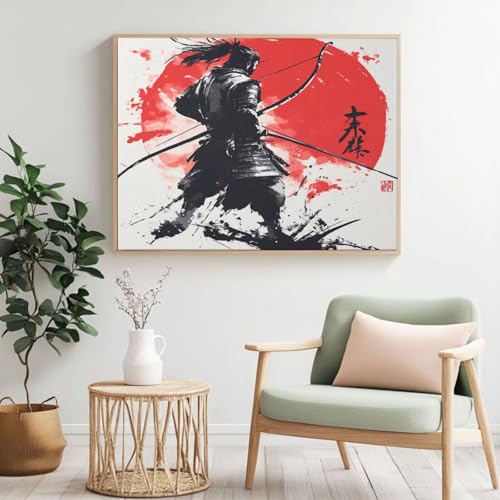 Malen nach Zahlen Erwachsenen-Set, Samurai, Tuschemalerei, Malen nach Zahlen für Anfänger, Acryl-Peinture a Numero, DIY-Ölgemälde, Kunst-Bastelsets für Wanddekoration – (100 x 70 cm, rahmenlos) MK317 von Yyafeenng