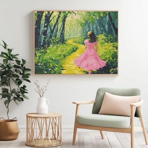 Malen nach Zahlen Erwachsenen-Set, Wald, Frau Malen nach Zahlen für Anfänger, Acryl Peinture a Numero mit 6 Pinseln, DIY-Ölgemälde Kunsthandwerk für Wanddekoration – (120 x 80 cm, rahmenlos) MK360 von Yyafeenng