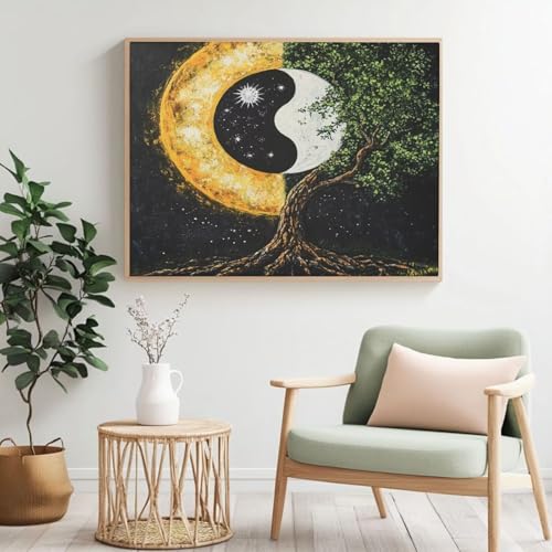 Malen nach Zahlen MK291 Totem, Baum des Lebens, Malen nach Zahlen für Anfänger, Acryl Peinture a Numero mit 6 Pinseln, DIY-Ölgemälde Handwerk für Wanddekoration (100 x 70 cm, rahmenlos) von Yyafeenng