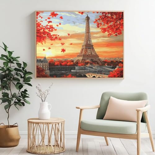 Malen nach Zahlen MK339 Eiffelturm, Paris, Malen nach Zahlen für Anfänger, Acryl Peinture a Numero mit 6 Pinseln, DIY-Ölgemälde Handwerk für Wanddekoration (100 x 70 cm, rahmenlos) von Yyafeenng