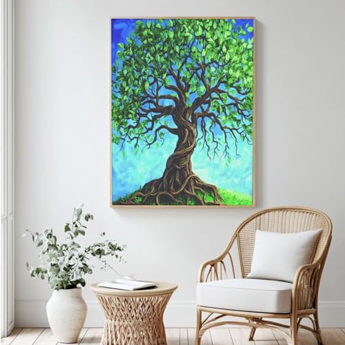 Malen-nach-Zahlen-Set für Erwachsene, DIY Malen nach Zahlen, Baum des Lebens, Acrylfarbe nach Zahlen für Anfänger, Ölgemälde, Basteln für Heimdekoration, 30 x 40 cm, ohne Rahmen) MK401 von Yyafeenng