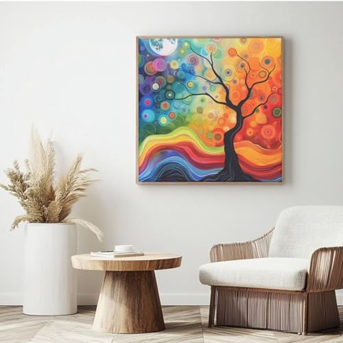 Malen-nach-Zahlen-Set für Erwachsene, DIY Malen nach Zahlen, Wunschbaum, Acryl Malen nach Zahlen für Anfänger, Ölgemälde, Basteln für Zuhause, Wanddekoration – (30 x 30 cm, mit Rahmen) MK132 von Yyafeenng