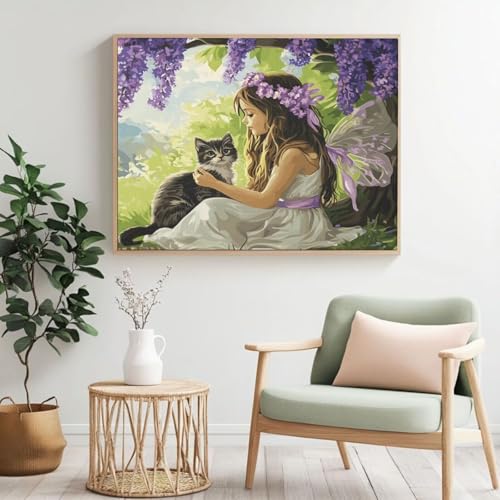 Malen nach Zahlen Set für Erwachsene, Engel-Katze, Malen nach Zahlen für Anfänger, Acryl-Peinture a Numero mit 6 Pinseln, DIY-Ölgemälde Kunsthandwerk für Wanddekoration – (100 x 80 cm, rahmenlos Malen nach Zahlen Set für Erwachsene, Engel-Katze, Malen nach Zahlen für Anfänger, Acryl-Peinture a Numero mit 6 Pinseln, DIY-Ölgemälde Kunsthandwerk für Wanddekoration – (100 x 80 cm, rahmenlos von Yyafeenng