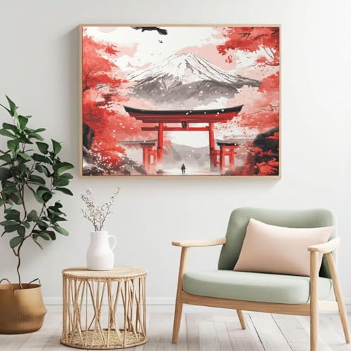 Malen nach Zahlen Set für Erwachsene, Japan, Landschaftsmalerei nach Zahlen für Anfänger, Acryl Peinture a Numero mit 6 Pinseln, DIY-Ölgemälde Handwerk für Wanddekoration – (100 x 80 cm, rahmenlos Malen nach Zahlen Set für Erwachsene, Japan, Landschaftsmalerei nach Zahlen für Anfänger, Acryl Peinture a Numero mit 6 Pinseln, DIY-Ölgemälde Handwerk für Wanddekoration – (100 x 80 cm, rahmenlos von Yyafeenng