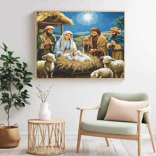 Malen-nach-Zahlen-Set für Erwachsene, Malen nach Zahlen, Religion, Acryl, Farbe nach Zahlen für Anfänger, Ölgemälde, Basteln für Heimdekoration, Wanddekoration – (120 x 80 cm, ohne Rahmen) MK417 von Yyafeenng