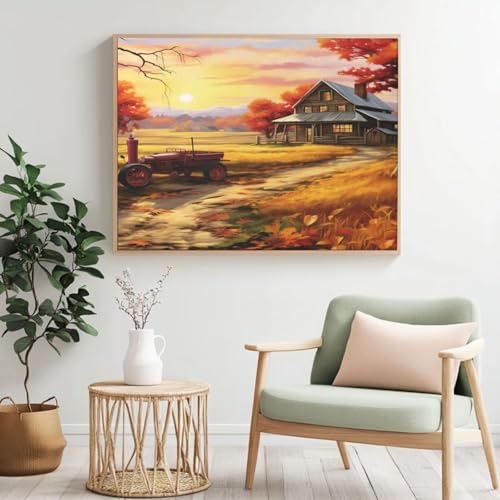 Malen-nach-Zahlen-Set für Erwachsene, Malen nach Zahlen Bauernhof, Acrylfarbe nach Zahlen für Erwachsene/Anfänger, Ölgemälde, Basteln für Heimdekoration, 60 x 40 cm, ohne Rahmen) MK268 von Yyafeenng