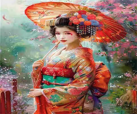 Malen-nach-Zahlen-Set für Erwachsene, Malen nach Zahlen Japan, Acryl, Farbe nach Zahlen für Erwachsene/Anfänger, Ölgemälde, Basteln für Heimdekoration, 60 x 40 cm, ohne Rahmen) MK228 von Yyafeenng