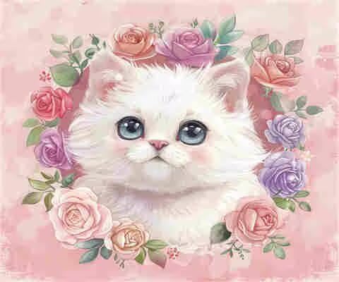 Malen-nach-Zahlen-Set für Erwachsene, Malen nach Zahlen Katze, einfaches Acrylfarben nach Zahlen für Erwachsene/Anfänger, Ölgemälde, Basteln für Heimdekoration, 60 x 40 cm, ohne Rahmen) MK187 von Yyafeenng