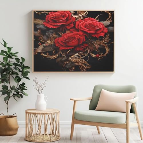Malen-nach-Zahlen-Set für Erwachsene, Malen-nach-Zahlen-Set, Blume, Acryl, Farbe nach Zahlen für Erwachsene/Anfänger, Ölgemälde, Basteln für Heimdekoration, 50 x 40 cm, ohne Rahmen) MK251 von Yyafeenng