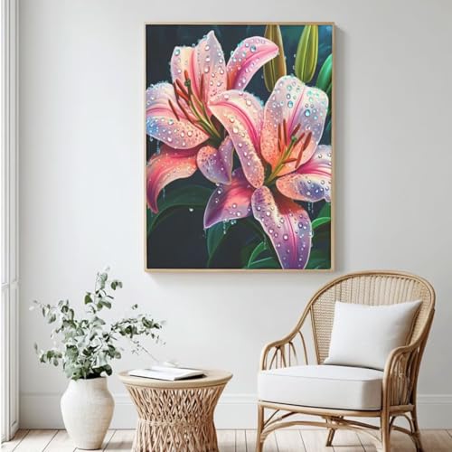 Malen-nach-Zahlen-Set für Erwachsene, Malen-nach-Zahlen-Set mit Blume, Acrylfarbe nach Zahlen für Erwachsene/Anfänger, Ölgemälde, Basteln für Heimdekoration, 40 x 50 cm, ohne Rahmen) MK400 von Yyafeenng