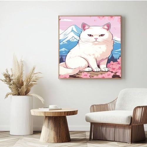Malen-nach-Zahlen-Set für Erwachsene, Malen nach Zahlen zum Selbermachen, Motiv: Katze, Acrylfarbe nach Zahlen für Erwachsene/Anfänger, Ölgemälde, Basteln für Heimdekoration, Wanddekoration – (25 x 25 Malen-nach-Zahlen-Set für Erwachsene, Malen nach Zahlen zum Selbermachen, Motiv: Katze, Acrylfarbe nach Zahlen für Erwachsene/Anfänger, Ölgemälde, Basteln für Heimdekoration, Wanddekoration – (25 x 25 von Yyafeenng