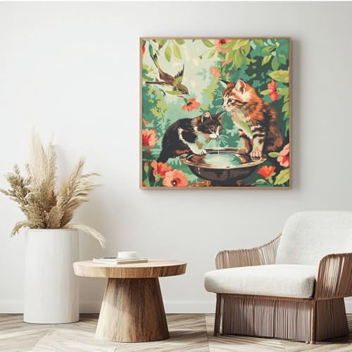 Malen-nach-Zahlen-Set für Erwachsene, Malen nach Zahlen zum Selbermachen, Motiv: Katze, Acrylfarbe nach Zahlen für Erwachsene/Anfänger, Ölgemälde, Basteln für Heimdekoration, Wanddekoration – (25 x 25 Malen-nach-Zahlen-Set für Erwachsene, Malen nach Zahlen zum Selbermachen, Motiv: Katze, Acrylfarbe nach Zahlen für Erwachsene/Anfänger, Ölgemälde, Basteln für Heimdekoration, Wanddekoration – (25 x 25 von Yyafeenng