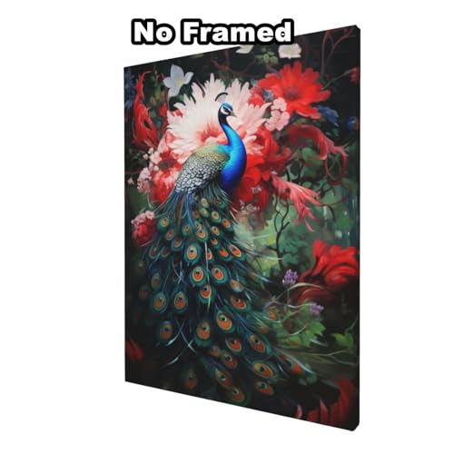 Malen nach Zahlen Set für Erwachsene, Pfau, Blume, Malen nach Zahlen für Anfänger, Acryl Peinture a Numero mit 6 Pinseln, DIY-Ölgemälde Kunsthandwerk für Wanddekoration – (50 x 70 cm, rahmenlos) MK41 von Yyafeenng
