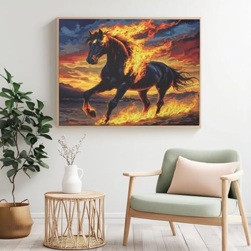 Malen nach Zahlen für Erwachsene, Flamme Malen nach Zahlen für Anfänger, Acryl Peinture a Numero mit 6 Pinseln, DIY-Ölgemälde Kunsthandwerk für Wanddekoration – (100 x 70 cm, rahmenlos) MK331 von Yyafeenng