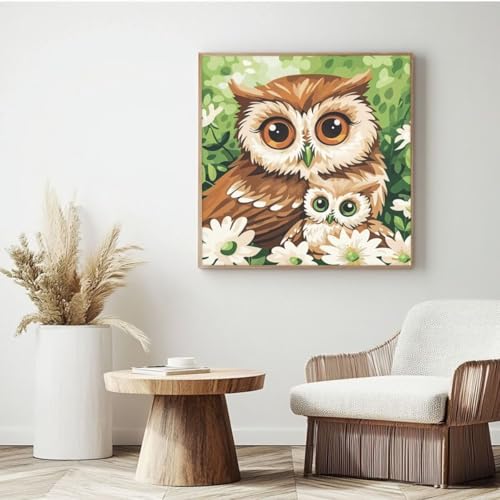 Malen nach Zahlen für Erwachsene, Malen nach Zahlen, Motiv: Eule, Acryl, Malen nach Zahlen für Erwachsene/Anfänger, Ölgemälde, Basteln für Heimdekoration, 30 x 30 cm, mit Rahmen, MK99 Malen nach Zahlen für Erwachsene, Malen nach Zahlen, Motiv: Eule, Acryl, Malen nach Zahlen für Erwachsene/Anfänger, Ölgemälde, Basteln für Heimdekoration, 30 x 30 cm, mit Rahmen, MK99 von Yyafeenng