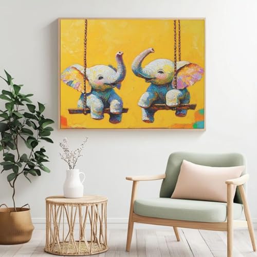 Malen nach Zahlen für Erwachsene, Malen nach Zahlen Baby, Elefant, Acryl, Farbe nach Zahlen für Erwachsene, Ölgemälde, Basteln für Zuhause, Wanddekoration – (100 x 70 cm, ohne Rahmen) MK305 von Yyafeenng