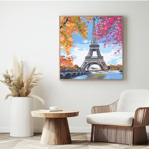 Malen nach Zahlen für Erwachsene, Malen nach Zahlen Frankreich, Acryl Malen nach Zahlen für Anfänger, Ölgemälde Handwerk für Heimdekoration, 30 x 30 cm, mit gerahmtem Rahmen, Eiffelturm Malen nach Zahlen für Erwachsene, Malen nach Zahlen Frankreich, Acryl Malen nach Zahlen für Anfänger, Ölgemälde Handwerk für Heimdekoration, 30 x 30 cm, mit gerahmtem Rahmen, Eiffelturm von Yyafeenng
