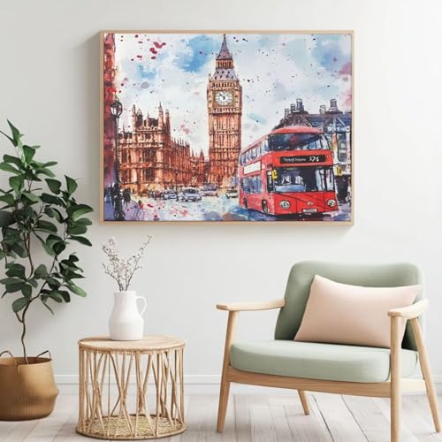 Malen nach Zahlen für Erwachsene, Malen nach Zahlen London, Acryl Farbe nach Zahlen für Erwachsene/Anfänger, Ölgemälde Handwerk für Heimdekoration, 100 x 80 cm, ohne Rahmen) MK301 von Yyafeenng