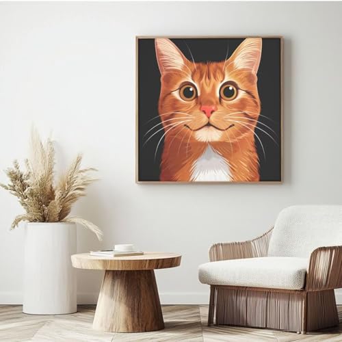Malen nach Zahlen für Erwachsene, Malen-nach-Zahlen-Set mit Cartoon-Motiv, Motiv: Katze, Acryl, Malen nach Zahlen für Erwachsene/Anfänger, Ölgemälde, Basteln für Heimdekoration, 25 x 25 cm, mit Malen nach Zahlen für Erwachsene, Malen-nach-Zahlen-Set mit Cartoon-Motiv, Motiv: Katze, Acryl, Malen nach Zahlen für Erwachsene/Anfänger, Ölgemälde, Basteln für Heimdekoration, 25 x 25 cm, mit von Yyafeenng