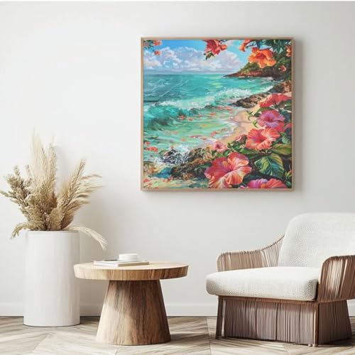 Malen nach Zahlen für Erwachsene, Malen nach Zahlen mit Blume, Acrylfarbe nach Zahlen für Anfänger, Ölgemälde, Basteln für Heimdekoration, 35 x 35 cm, mit Rahmen, MK124 Malen nach Zahlen für Erwachsene, Malen nach Zahlen mit Blume, Acrylfarbe nach Zahlen für Anfänger, Ölgemälde, Basteln für Heimdekoration, 35 x 35 cm, mit Rahmen, MK124 von Yyafeenng