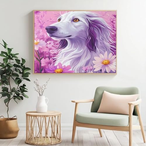 Malen nach Zahlen für Erwachsene, Motiv: Hund, Gänseblümchen, Malen nach Zahlen für Anfänger, Acryl-Peinture a Numero mit 6 Pinseln, DIY-Ölgemälde, Kunst-Bastelsets für Wanddekoration - (50 x 40 cm Malen nach Zahlen für Erwachsene, Motiv: Hund, Gänseblümchen, Malen nach Zahlen für Anfänger, Acryl-Peinture a Numero mit 6 Pinseln, DIY-Ölgemälde, Kunst-Bastelsets für Wanddekoration - (50 x 40 cm von Yyafeenng