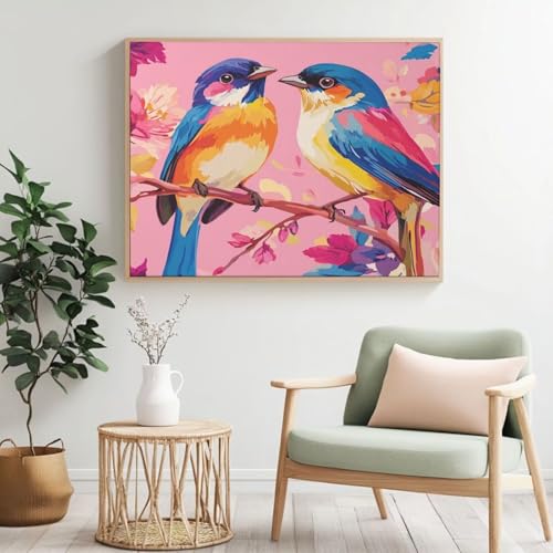 Malen nach Zahlen für Erwachsene, niedlich, Vogel Malen nach Zahlen für Anfänger, Acryl Peinture a Numero mit 6 Pinseln, DIY-Ölgemälde Kunsthandwerk für Wanddekoration – (120 x 90 cm, rahmenlos) MK362 von Yyafeenng