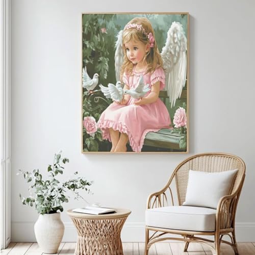 Niedliches Malen nach Zahlen-Set für Erwachsene, DIY Malen nach Zahlen Engel, Acrylfarbe nach Zahlen für Erwachsene/Anfänger, Ölgemälde, Basteln für Zuhause, Wanddekoration – (100 x 150 cm, ohne Niedliches Malen nach Zahlen-Set für Erwachsene, DIY Malen nach Zahlen Engel, Acrylfarbe nach Zahlen für Erwachsene/Anfänger, Ölgemälde, Basteln für Zuhause, Wanddekoration – (100 x 150 cm, ohne von Yyafeenng