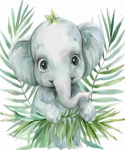 Niedliches Malen nach Zahlen-Set für Erwachsene, Malen nach Zahlen, Baby-Elefant, Acrylfarbe nach Zahlen für Anfänger, Ölgemälde, Basteln für Heimdekoration, 100 x 150 cm, ohne Rahmen) MK65 von Yyafeenng